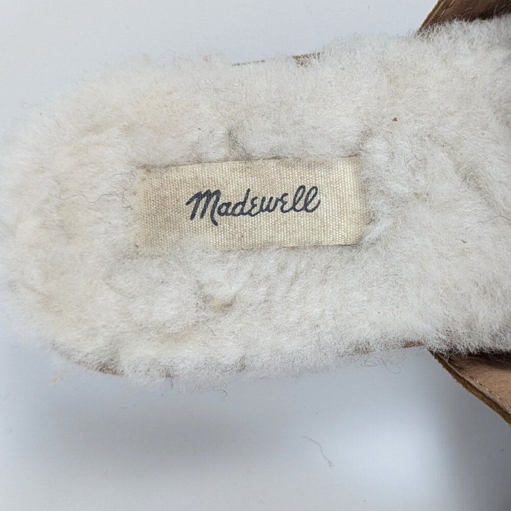 Madewell | Tan Brown Suede Shearling Slip-On Mules Size 7.5 - Picture 2 of 7